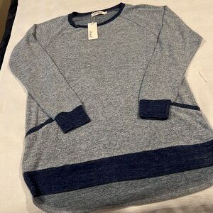NWT Long sleeve soft baby blue/ navy top